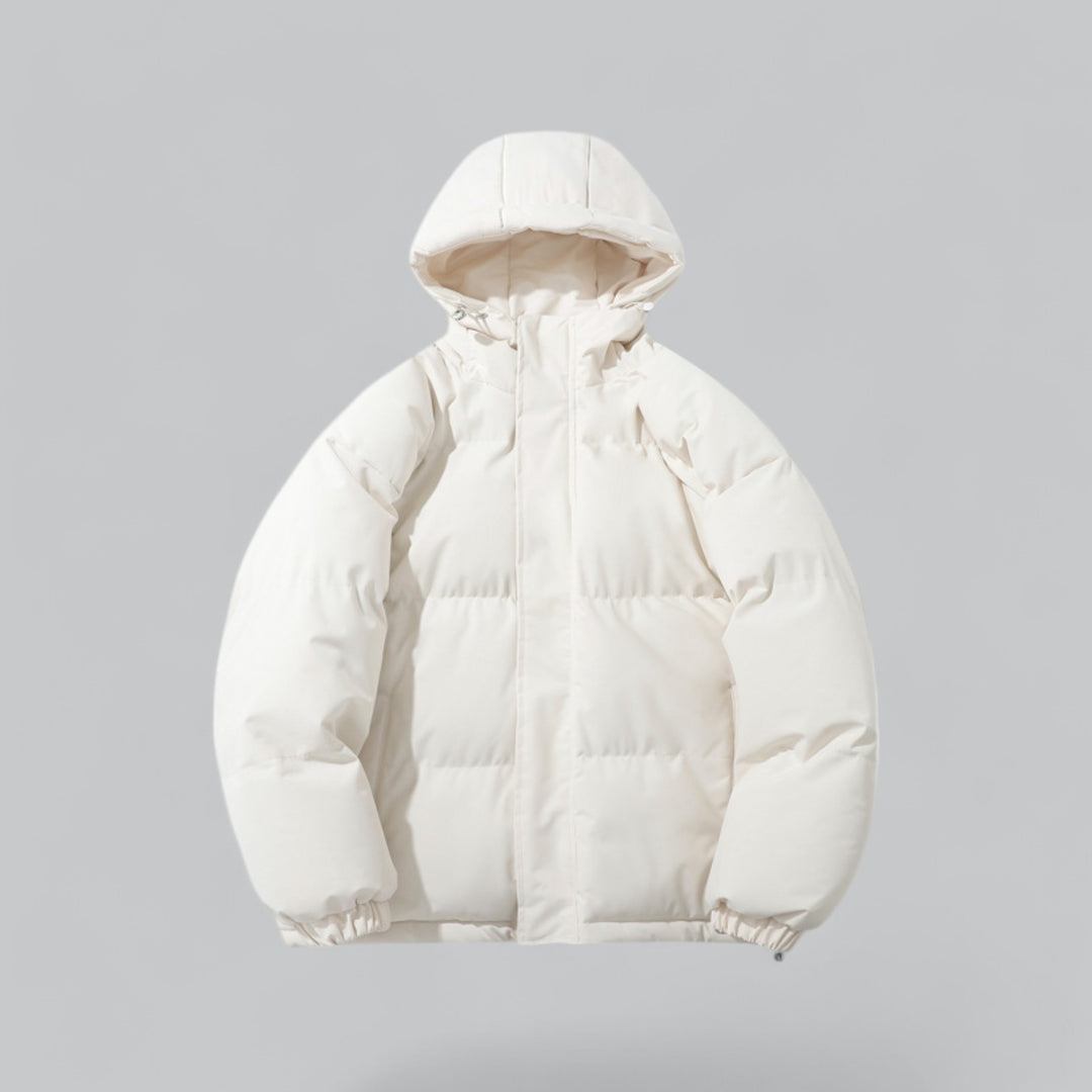 Men's Quilted Hooded Parka Jacket, Long Sleeves, Zip Front