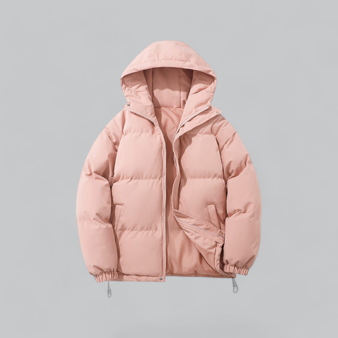 Men's Quilted Hooded Parka Jacket, Long Sleeves, Zip Front