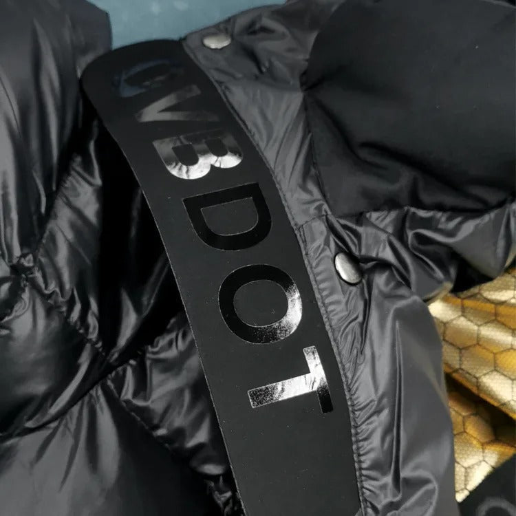 Women's Puffer Jacket with Down Filling and Longline Cut | Hood, Zip Closure, Pockets | For Winter | Size S-2XL | Black