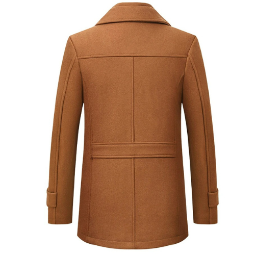 Men's Stand Collar Textured Coat, Button Front, Long Sleeves