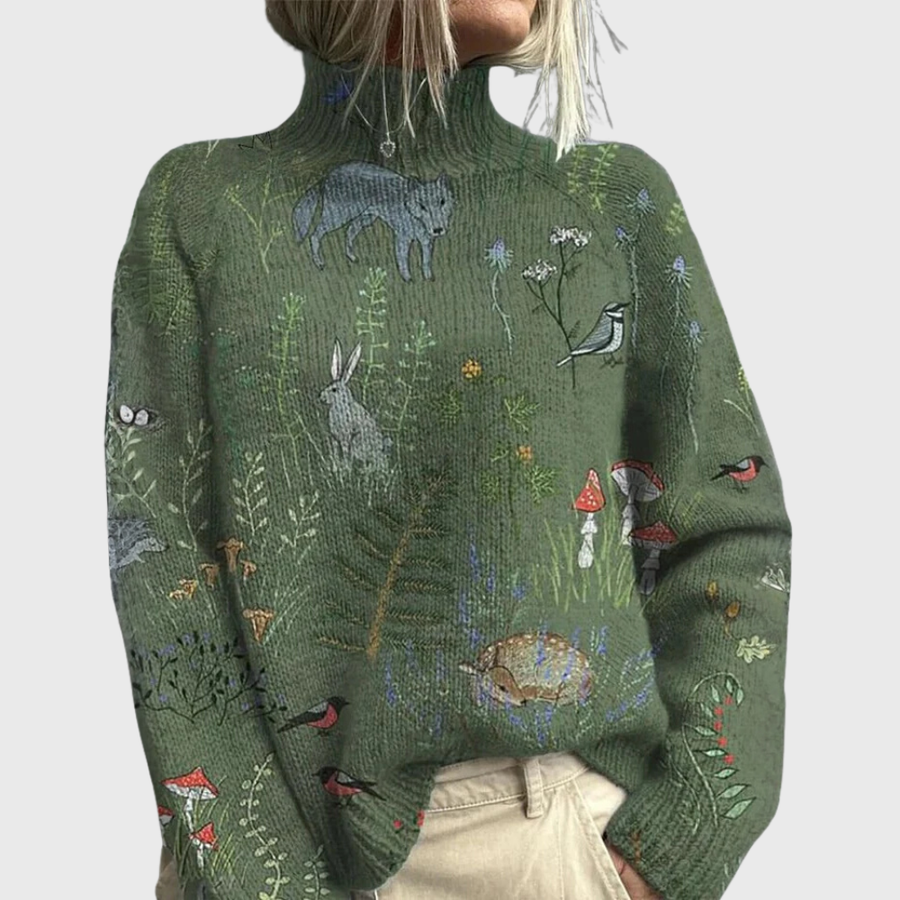 Women's Warm Turtleneck Sweater, Plush Design