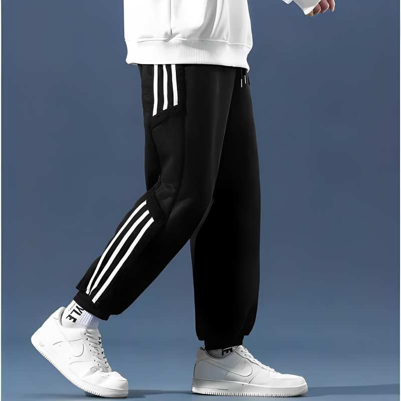 Men's Striped Jogger Pants, Drawstring Waist, Cuffed Ankles