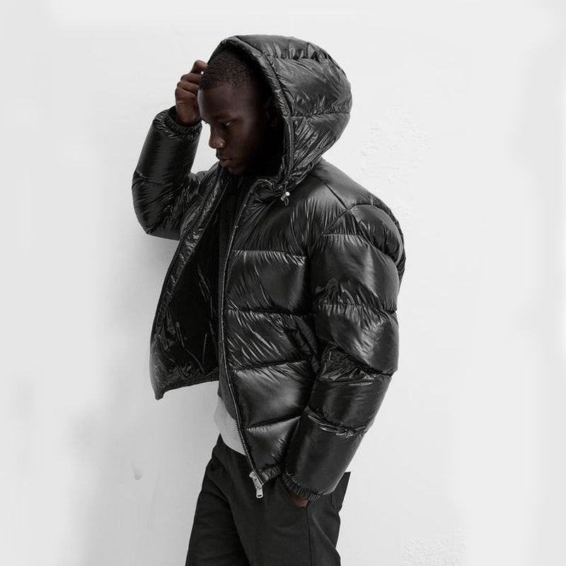 Men's Hooded Quilted Puffer Jacket, Long Sleeves, Full-Zip