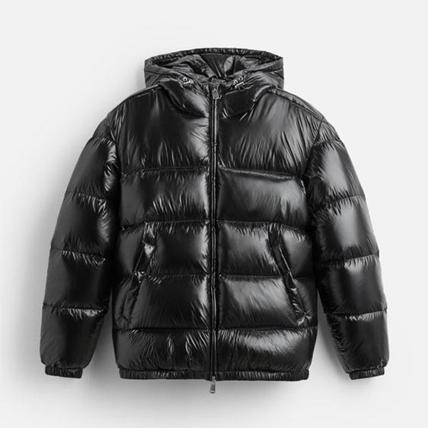 Men's Hooded Quilted Puffer Jacket, Long Sleeves, Full-Zip