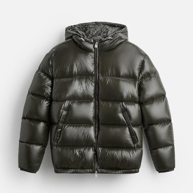 Men's Hooded Quilted Puffer Jacket, Long Sleeves, Full-Zip