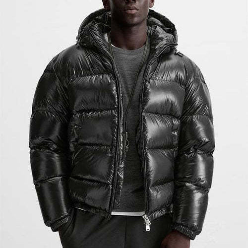 Men's Hooded Quilted Puffer Jacket, Long Sleeves, Full-Zip