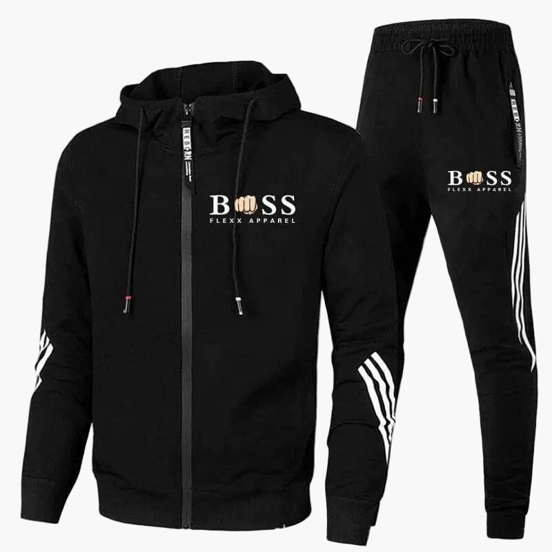 Men's Hooded Tracksuit Set, Zip Jacket, Tapered Trousers