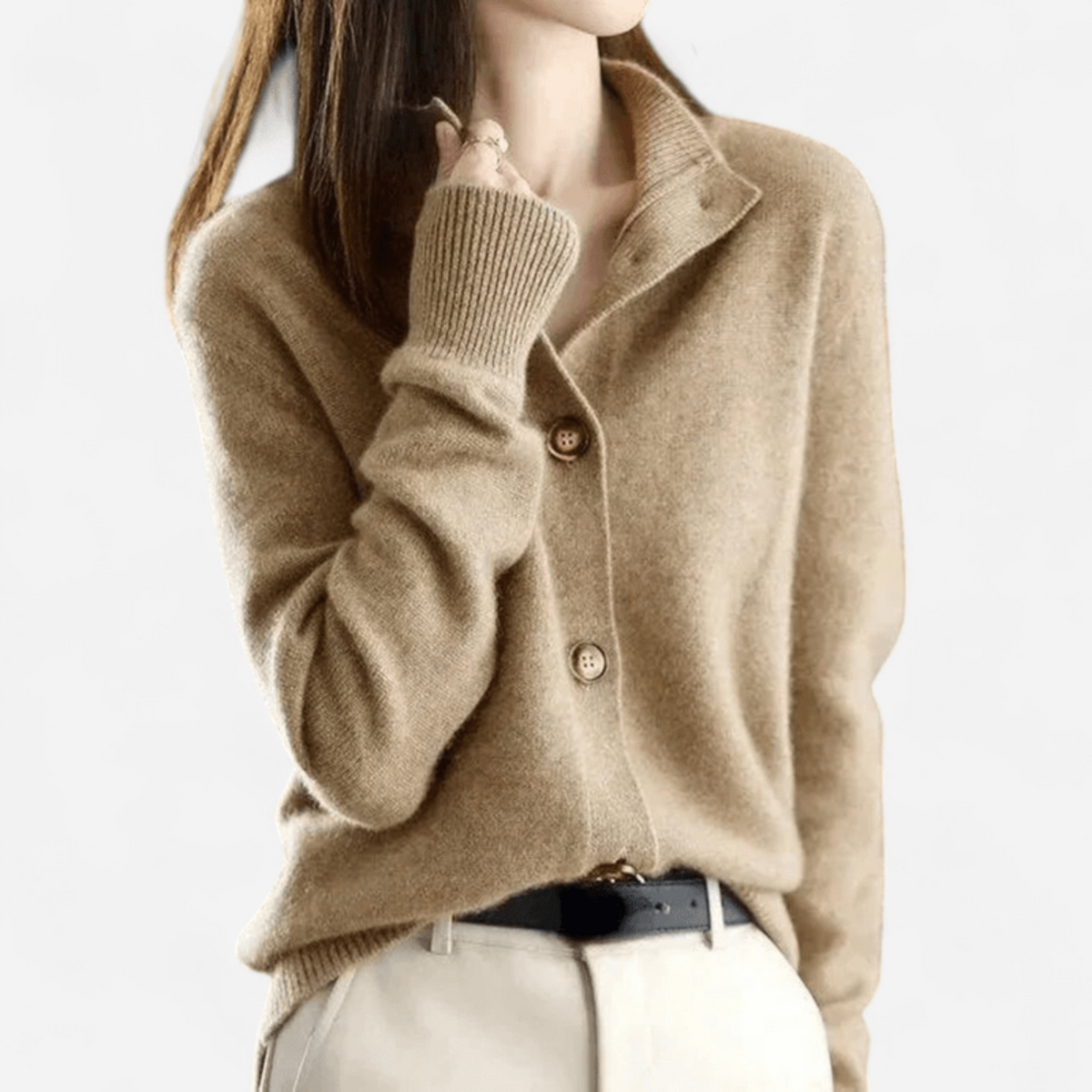Jennifer | Womens Cashmere Cardigan, Button Front | Soft, Warm, Easy to Layer | Khaki, Off White and More S-XL