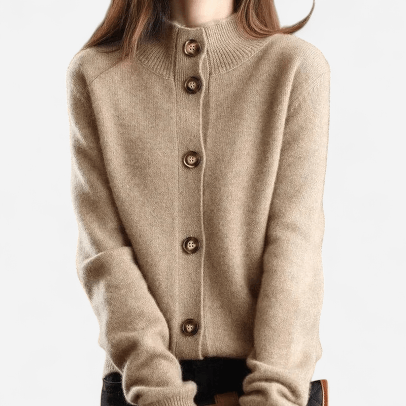Jennifer | Womens Cashmere Cardigan, Button Front | Soft, Warm, Easy to Layer | Khaki, Off White and More S-XL