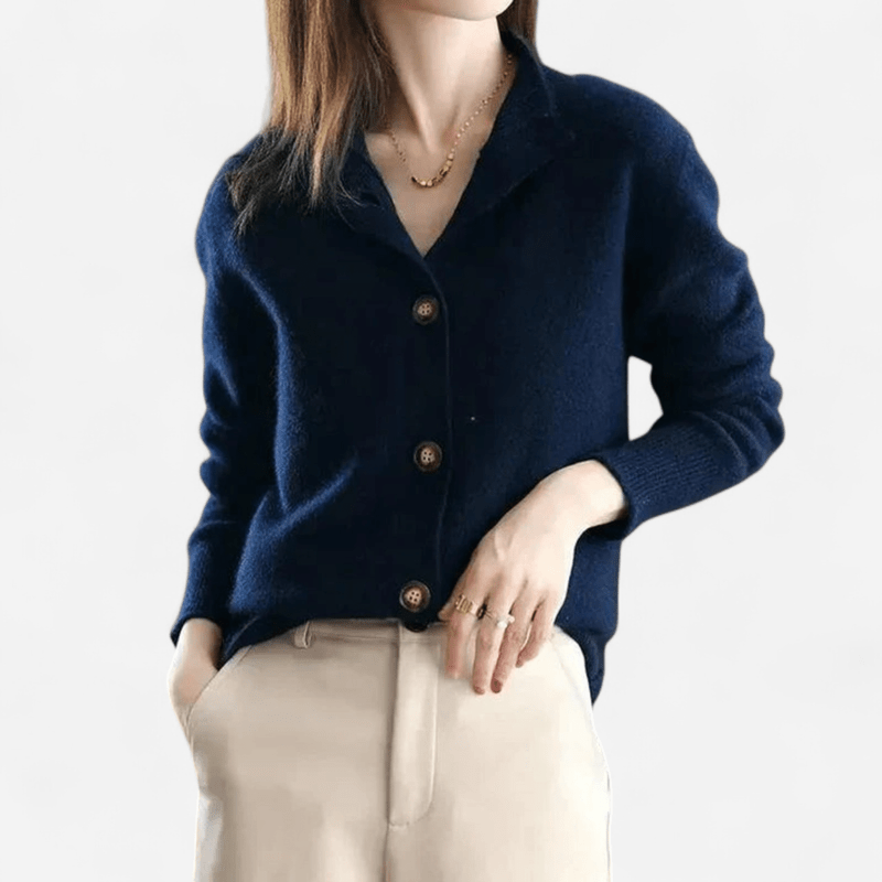 Jennifer | Womens Cashmere Cardigan, Button Front | Soft, Warm, Easy to Layer | Khaki, Off White and More S-XL