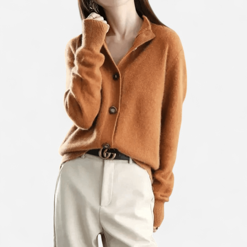 Jennifer | Womens Cashmere Cardigan, Button Front | Soft, Warm, Easy to Layer | Khaki, Off White and More S-XL