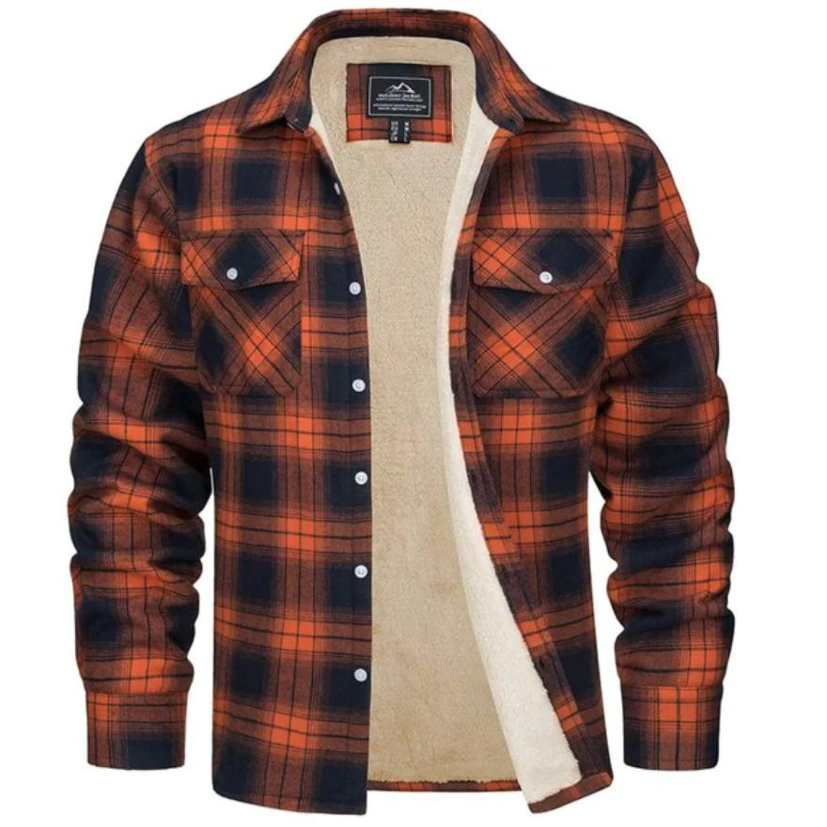Men's Plaid Shirt Jacket, Sherpa Lined, Long Sleeves