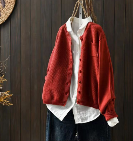 Women's Relaxed Oversized Cardigan, Draped Fit