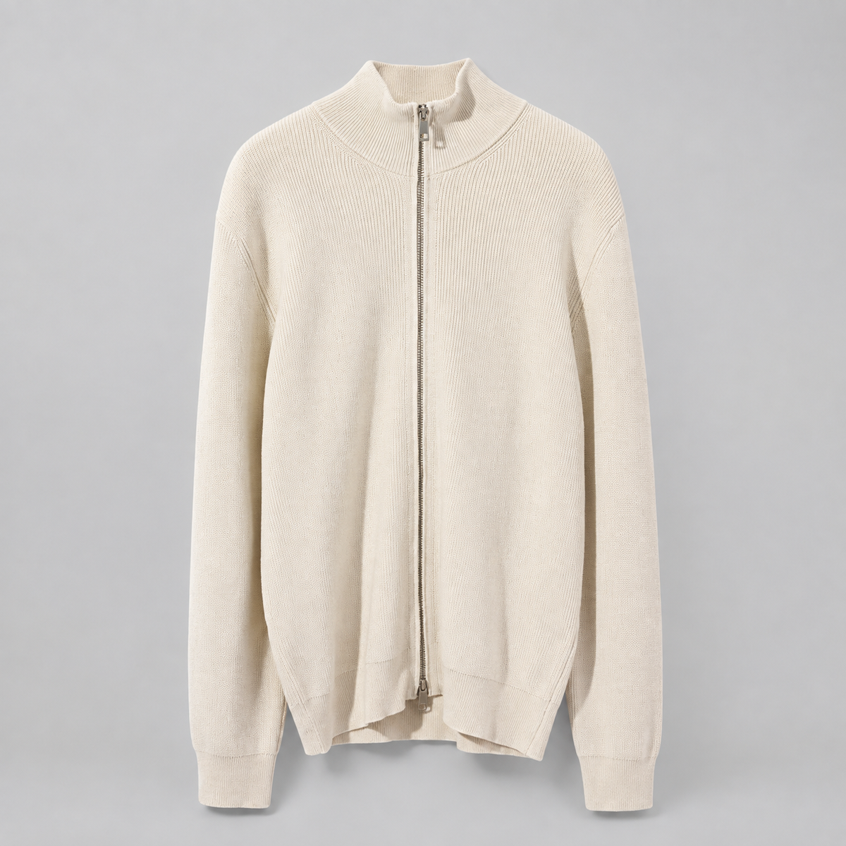 Renz - Men's Ribbed Full-Zip Knit Cardigan