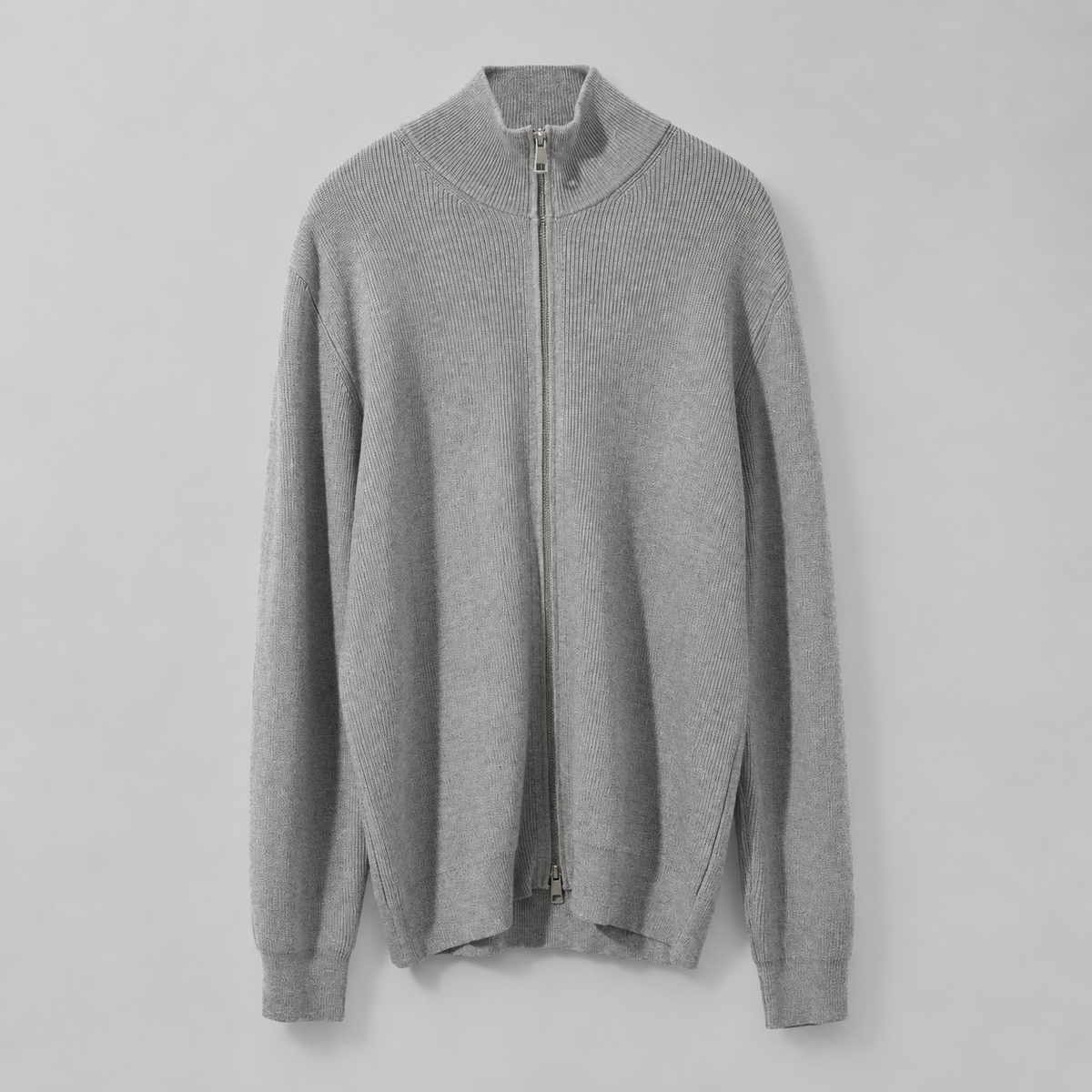 Renz - Men's Ribbed Full-Zip Knit Cardigan