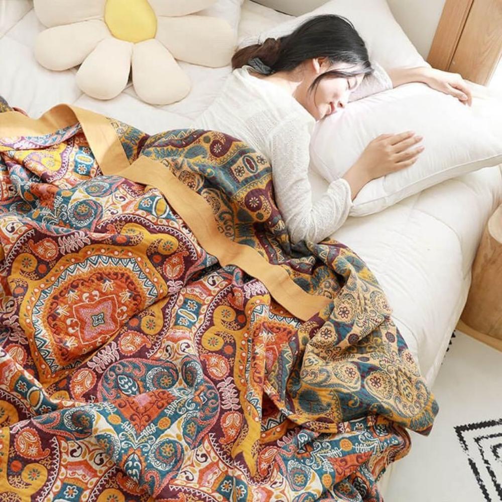 Reversible Boho Temperature-Control Blanket for All Seasons