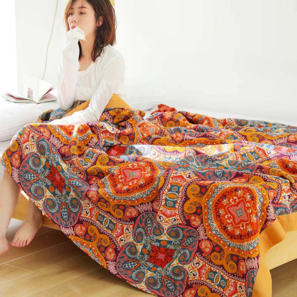 Reversible Boho Temperature-Control Blanket for All Seasons
