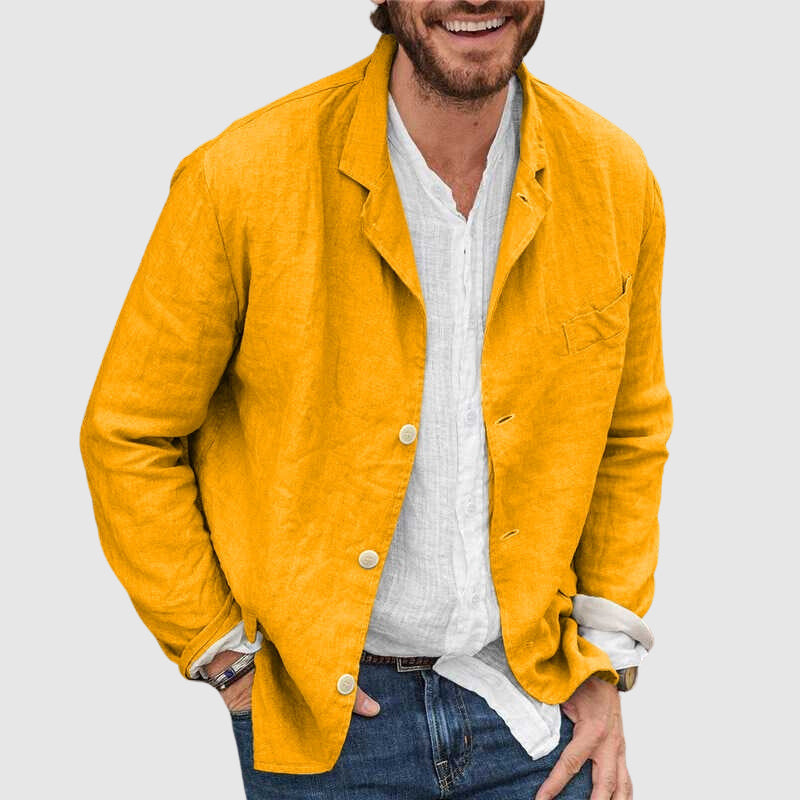 Men's Cotton-Linen Blazer, Garment-Washed