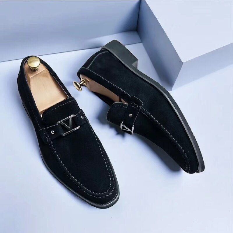 Men's Buckle Loafers, Square Toe, Slip-On Smart Casual