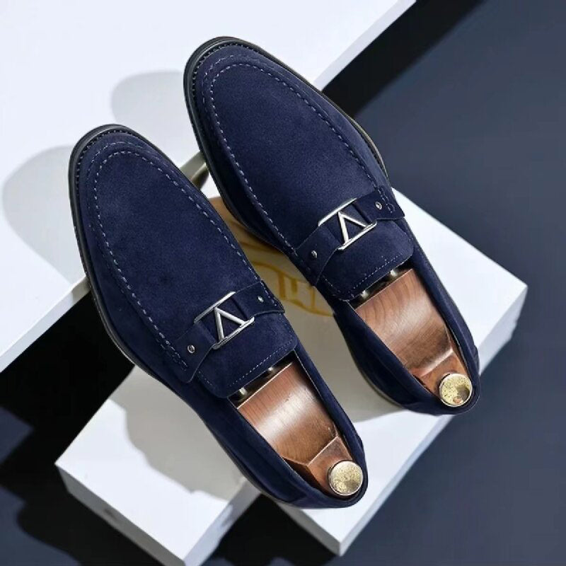 Men's Buckle Loafers, Square Toe, Slip-On Smart Casual