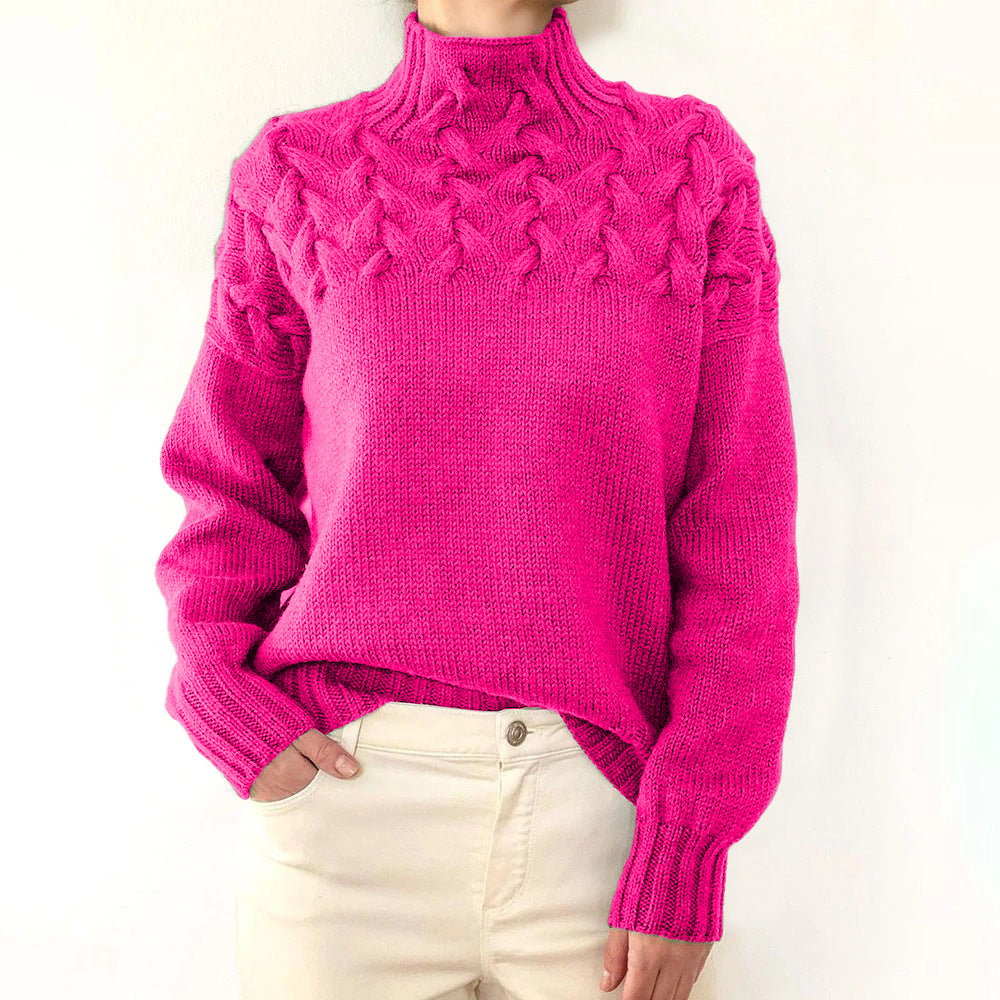 Women's Turtleneck Sweater | For Winter | Size S-3XL | Sky Blue, Dark Green, Red, Blue, Grey, Light Pink and 7 more