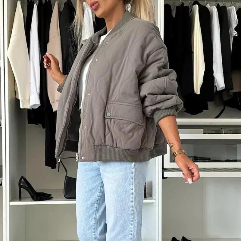 Women's Quilted Bomber Jacket – Puffer Flight Jacket