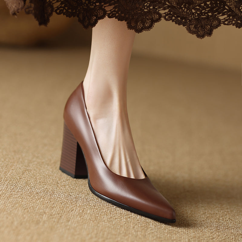Nora Genuine Leather Heels