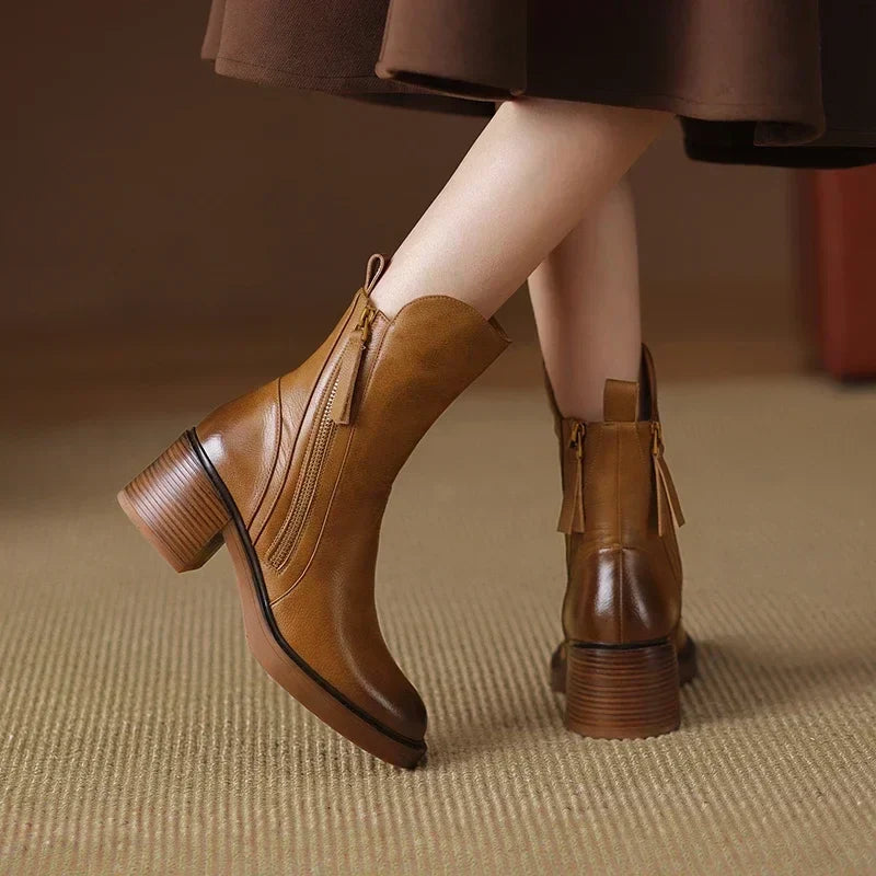 Noelle Leather Ankle Boots