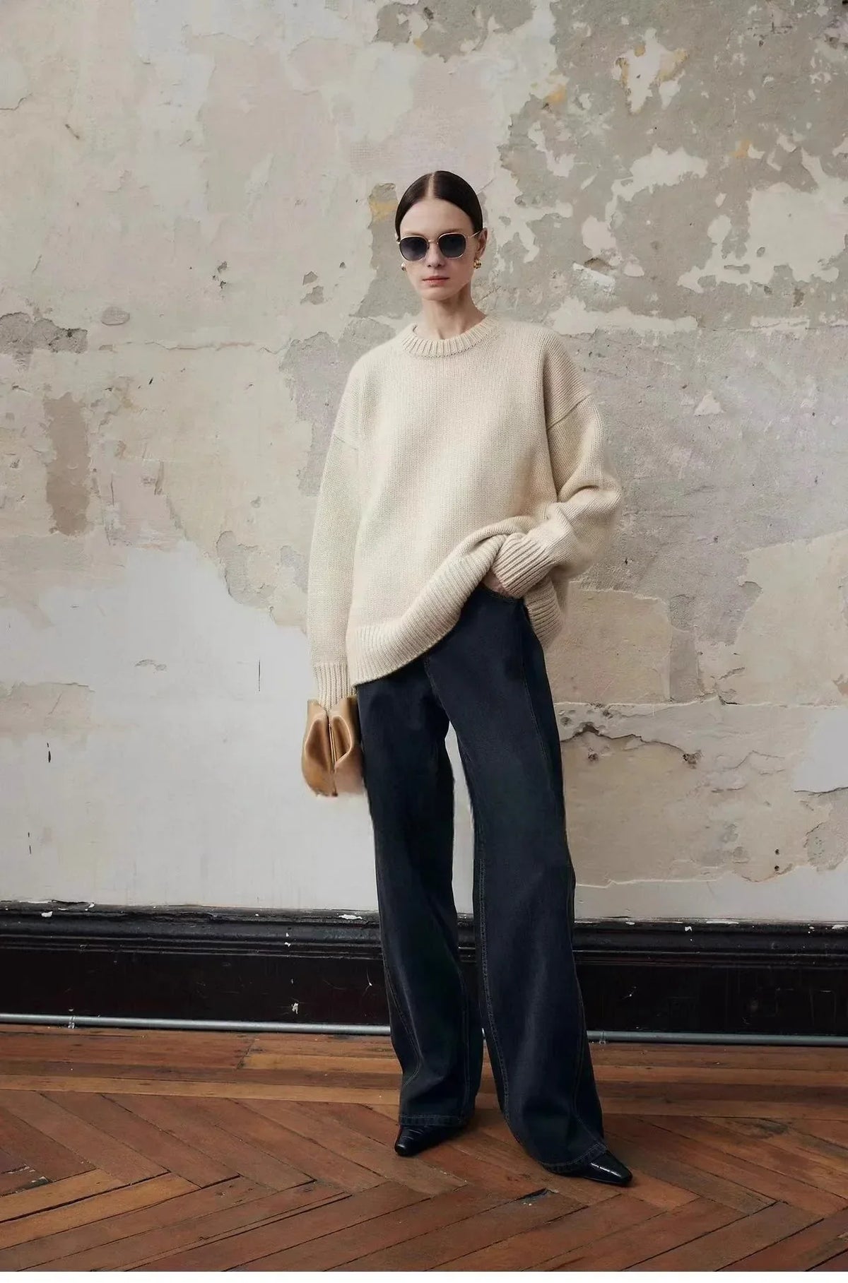 Deanna | Womens Pure Cashmere Oversized Sweater | Relaxed Fit, Soft Warm Knit | Gray, White or Brown Sizes S-2XL