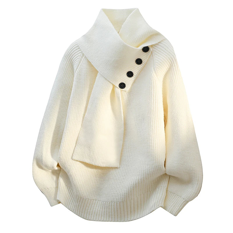 Women's Scarf-Neck Sweater, Sculpting Silhouette
