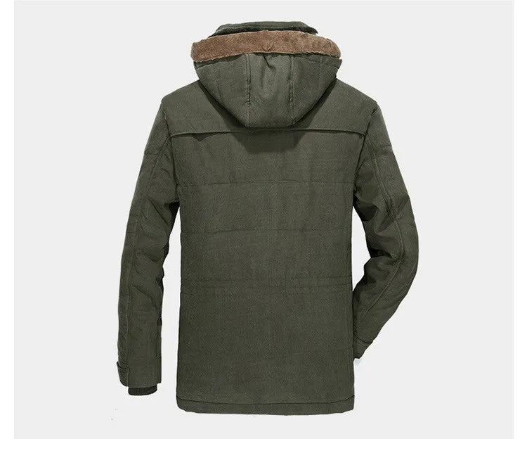 Men's Jacket with Hood and Lining | Ribbed Cuffs, Zip Closure | For Winter | Size M-5XL | Blue, Green, Khaki, Brown