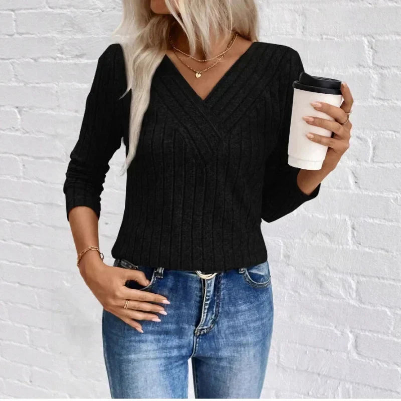 Women's Raised Stripe Knit Sweater | Lightweight Relaxed Pullover for Office Days and Dinners | Size S-2XL, 3 Colors