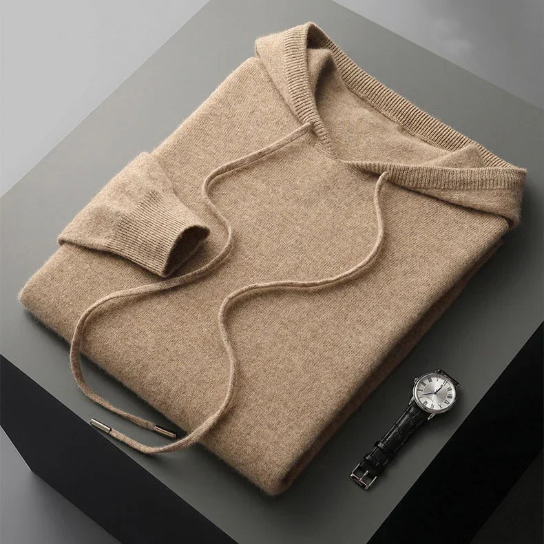 Luke | Mens Merino Wool Hoodie | Soft, Breathable Yet Warm, Single-Thread Design | Khaki, Light Gray and More XS-2XL