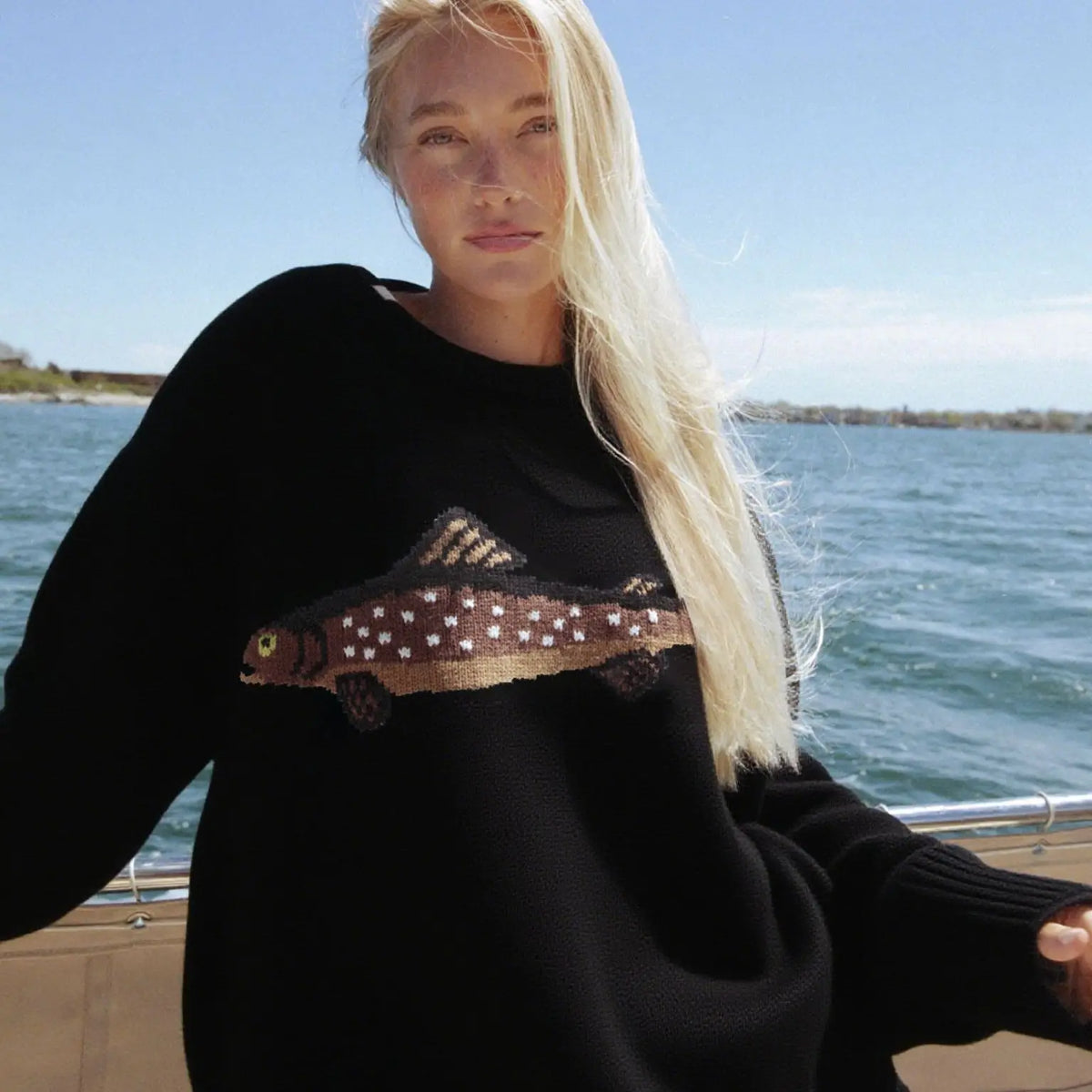 Hadley | Womens Half-Zip Knit Sweater with Fish Pattern | Wool-Blend, Ribbed Cuffs | Forest Green, Black and More XS-XL