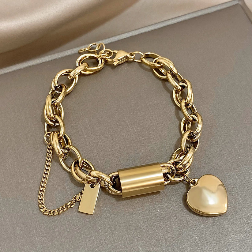 Chunky Gold Bracelet Statement Cuff for Women