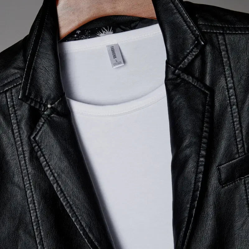 Sutton | Mens Leather Blazer Jacket, Tailored Fit | Fully Lined, Two-Button Closure | Brown, Black, Navy and More S-4XL