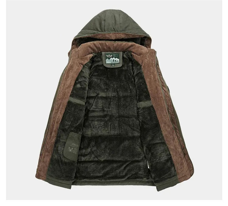 Men's Jacket with Hood and Lining | Ribbed Cuffs, Zip Closure | For Winter | Size M-5XL | Blue, Green, Khaki, Brown