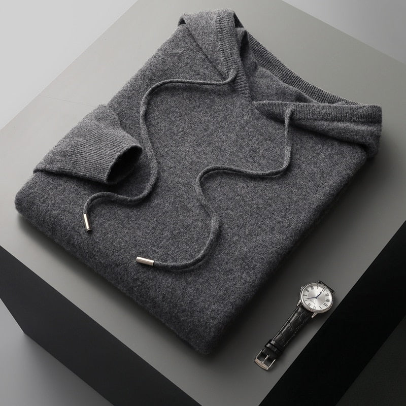 Unisex Knit Hoodie, Drawstring Hood, Ribbed Trims