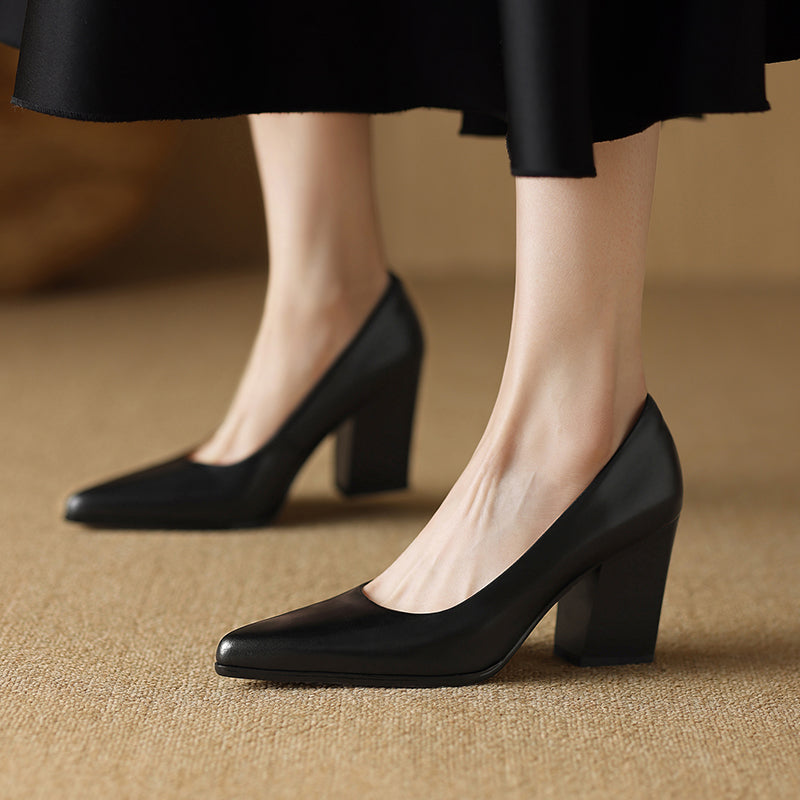 Nora Genuine Leather Heels