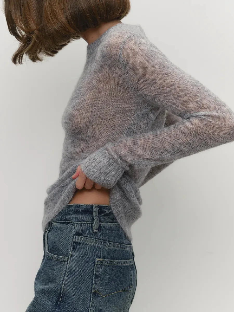 Natasha | Womens Crewneck Knit Sweater | Lightweight Layering Piece, Streamlined Cut | Yellow, Red, Pink and More S-L