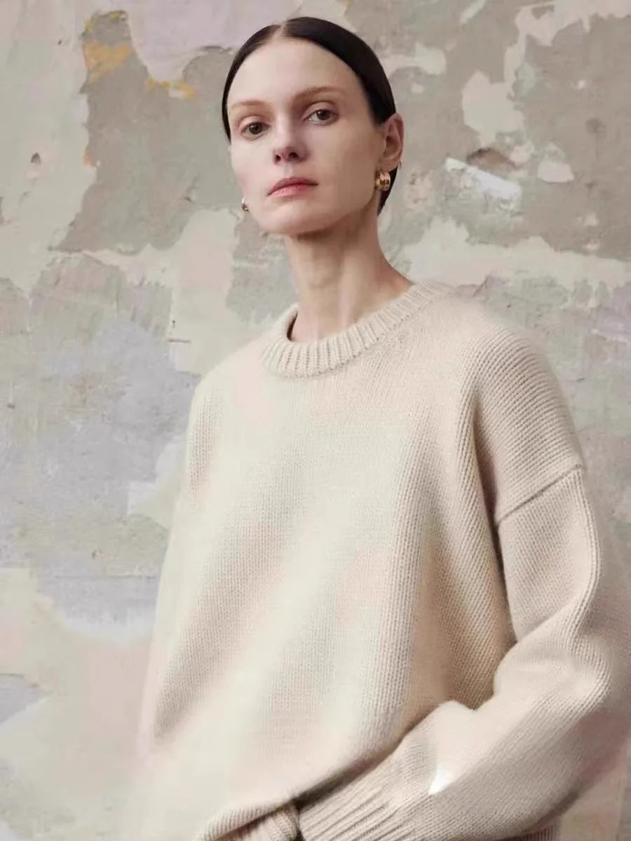 Deanna | Womens Pure Cashmere Oversized Sweater | Relaxed Fit, Soft Warm Knit | Gray, White or Brown Sizes S-2XL