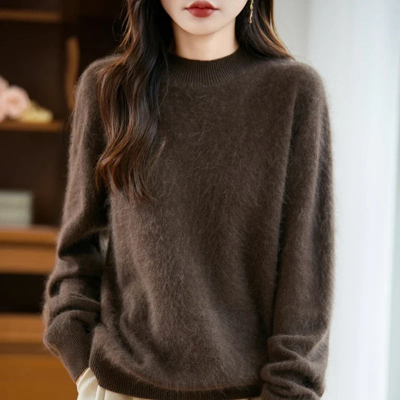 Arabelle | Womens Cashmere Wool Blend High Neck Sweater | Thick Soft Knit, Relaxed Fit | Red, Blue, Brown and More XS-XXXL