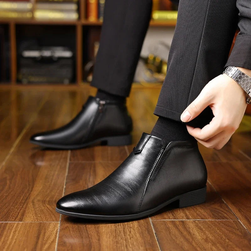 Pierre | Men's leather-like boots with zipper
