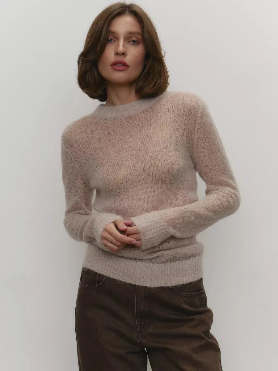 Natasha | Womens Crewneck Knit Sweater | Lightweight Layering Piece, Streamlined Cut | Yellow, Red, Pink and More S-L
