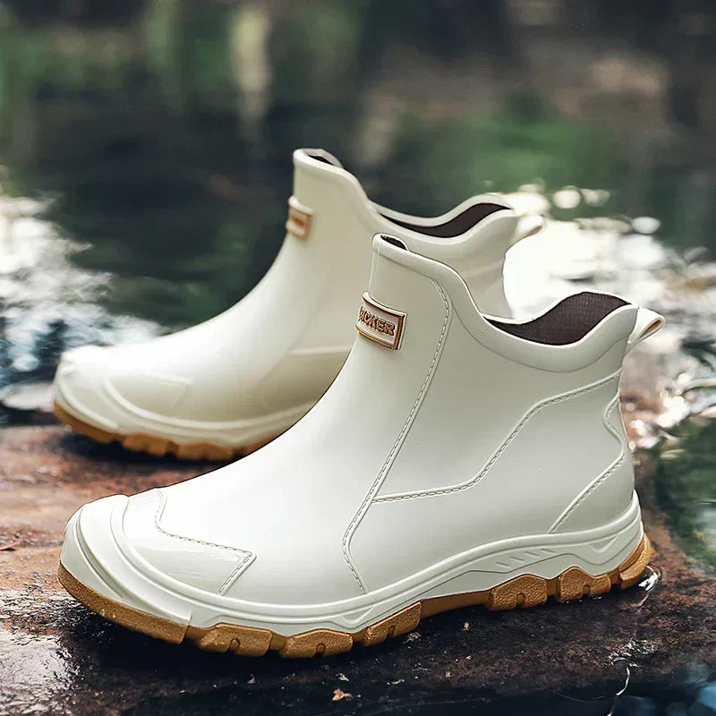 Women's Waterproof Knee High Rain Boots | Supportive Sole with Smooth Clean Profile | Size 6-10.5, Black or Beige