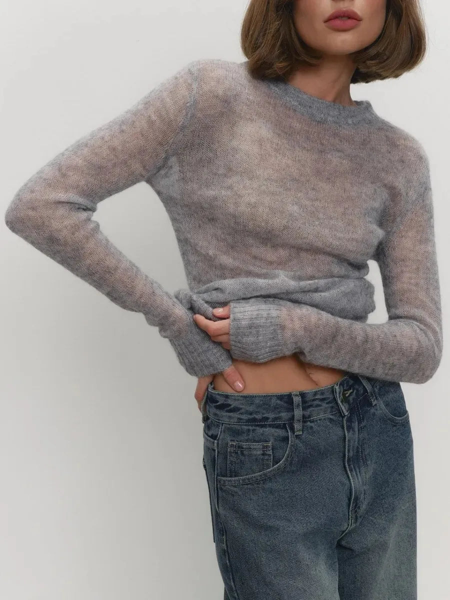 Natasha | Womens Crewneck Knit Sweater | Lightweight Layering Piece, Streamlined Cut | Yellow, Red, Pink and More S-L