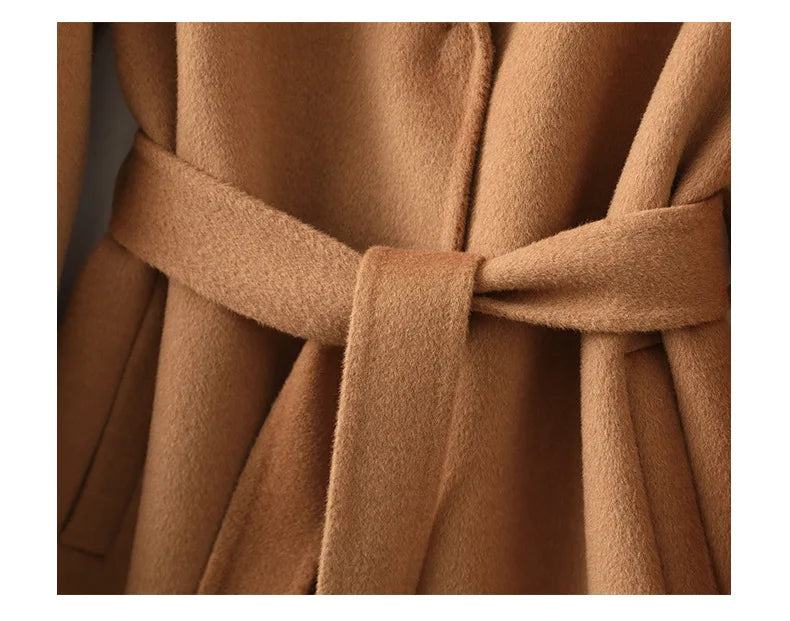 Claire | Womens Belted Wool Coat in Midi Length | Cinched Waist, Warm Without Bulk | Vintage, Ivory, Black S-XL