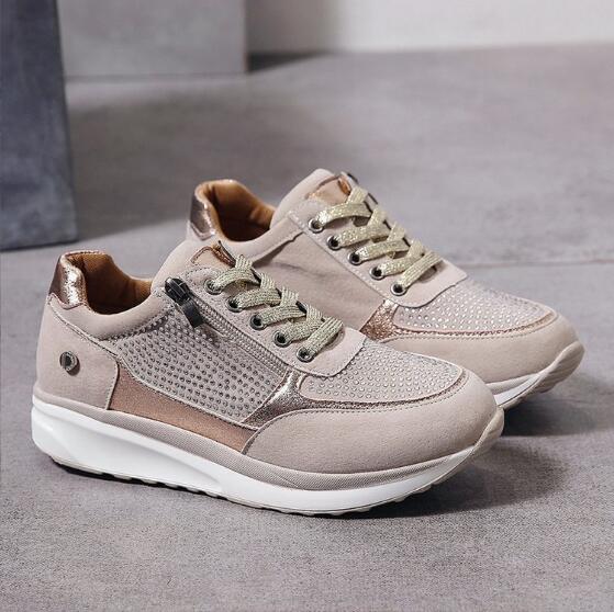 Women's Casual Sneakers, Lace-Up, Zip Detail, Platform Sole