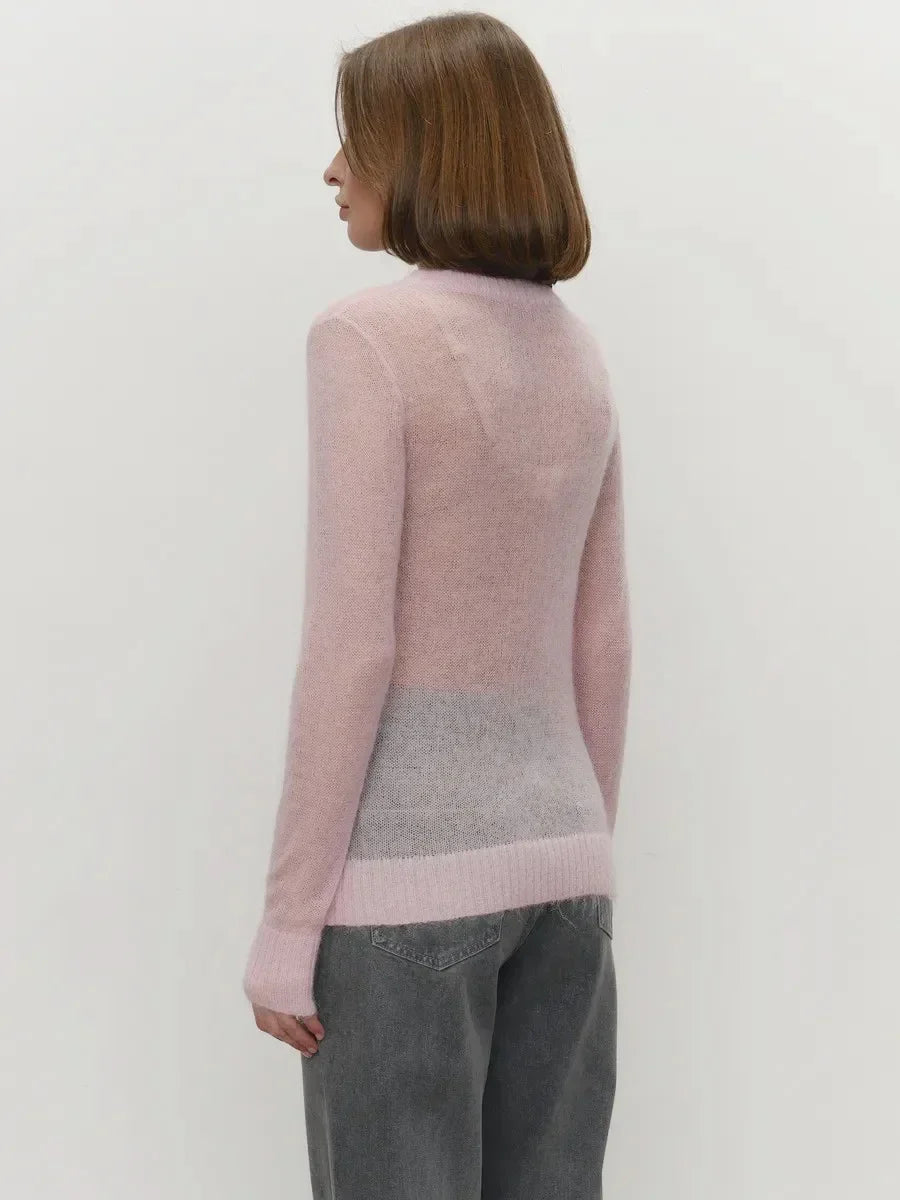 Natasha | Womens Crewneck Knit Sweater | Lightweight Layering Piece, Streamlined Cut | Yellow, Red, Pink and More S-L