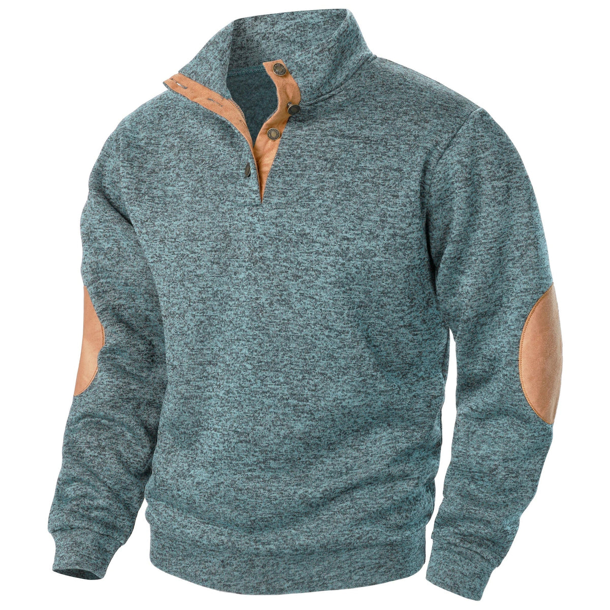 Men's Textured Mock Neck Sweater, Long Sleeves, Button Placket